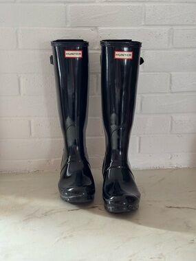 Hunter Black Gloss Tall Waterproof Boots